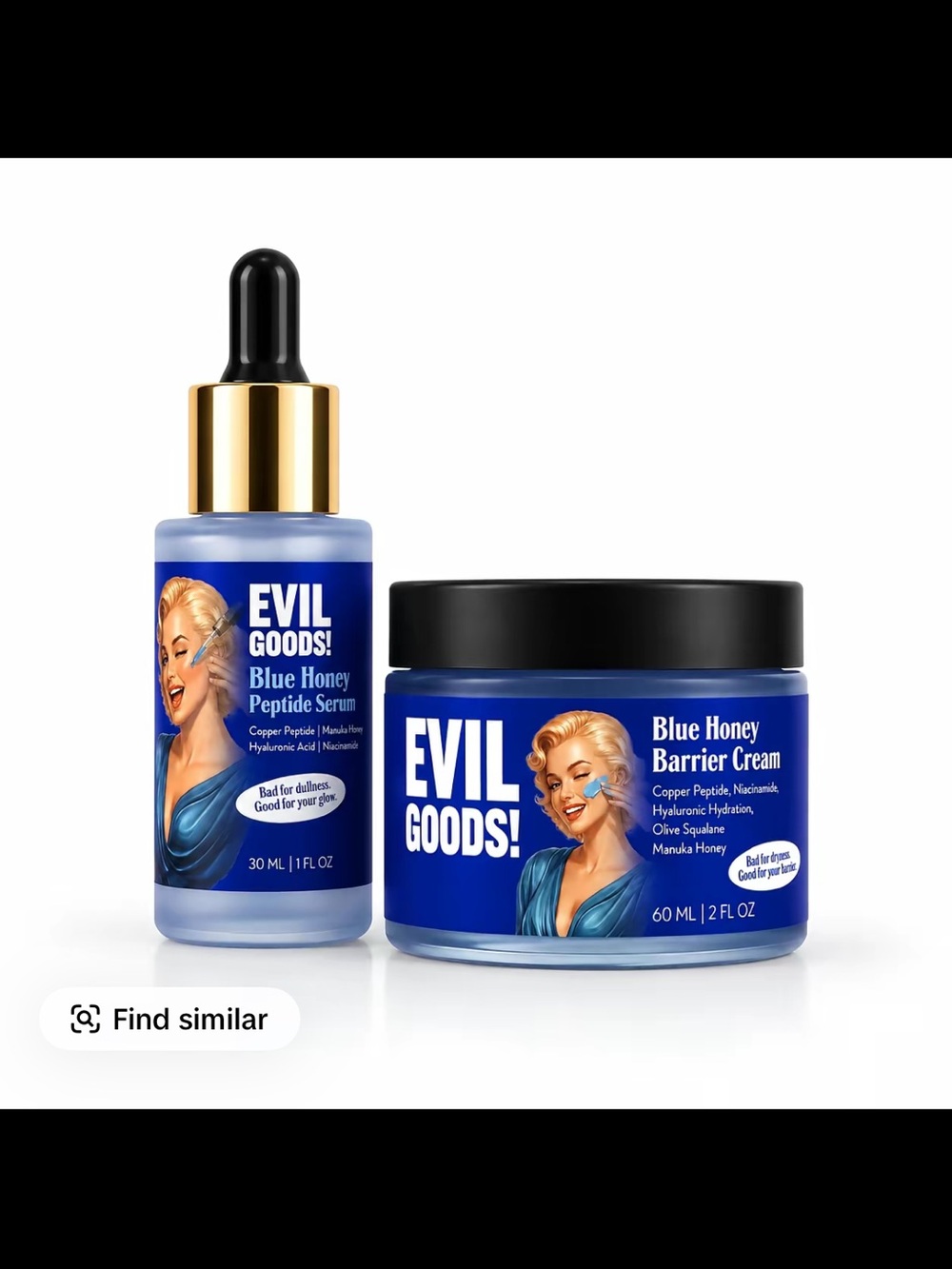 EVIL GOODS! Blue Honey Copper Peptide Facial Serum & Cream Bundle